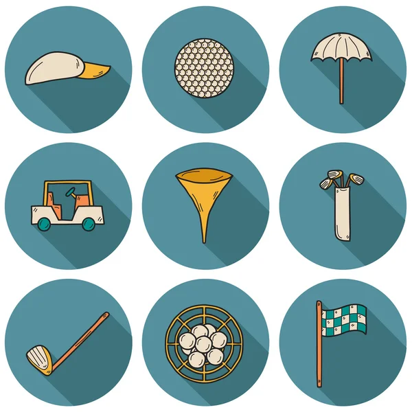 Golf cartoon hand drawn icons — Zdjęcie stockowe