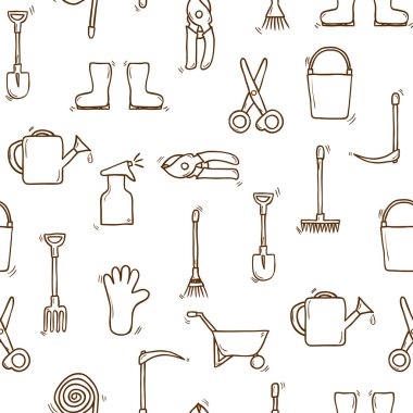 Dikişsiz karikatür bahçe araçları backgound