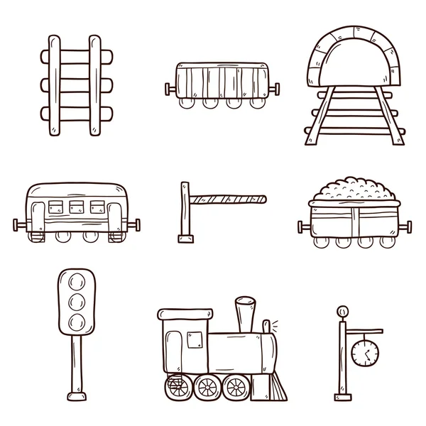 Vasúti kézzel rajzolt ikonok — Stock Fotó