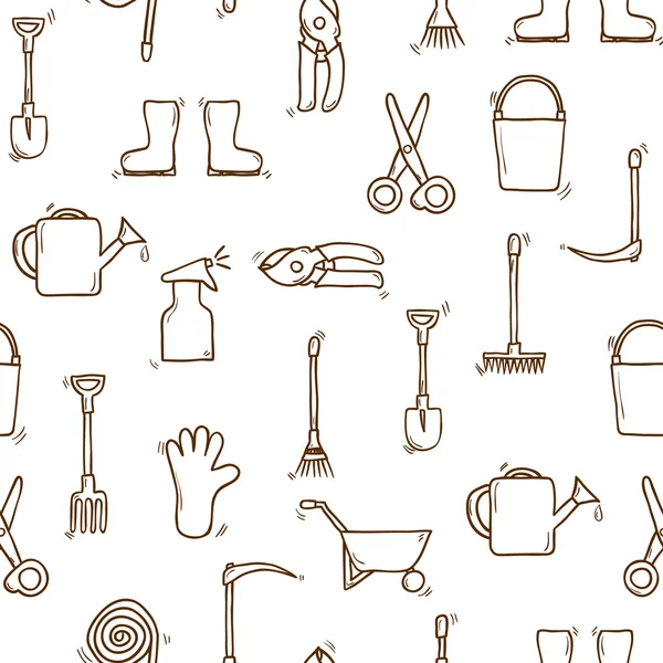 Seamless cartoon garden tools backgound — Stock Photo, Image