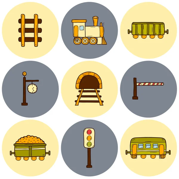 Ícones desenhados à mão ferrovia — Fotografia de Stock