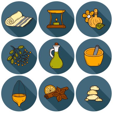Karikatür ayurveda el çizilmiş simgeler