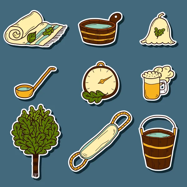 Set of hand drawn cartoon sauna icons — Stock Photo, Image