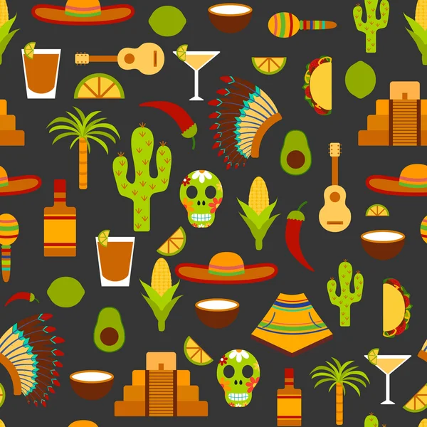 Seamless flat background on Mexico theme — Stock Photo, Image