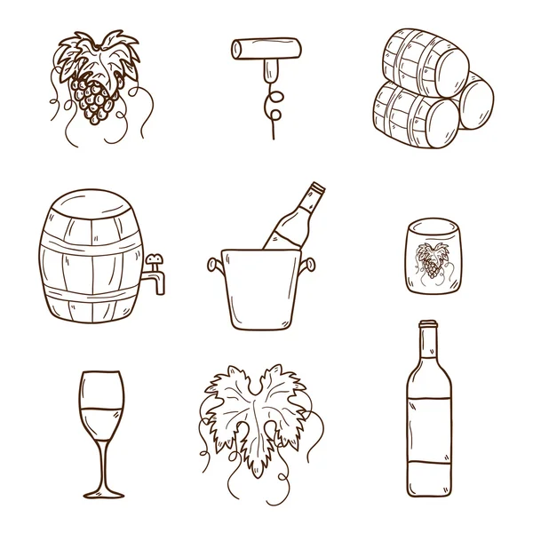 Víno ručně kreslenou ikony — Stock fotografie