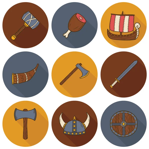 Iconos sobre el tema vikingo — Foto de Stock