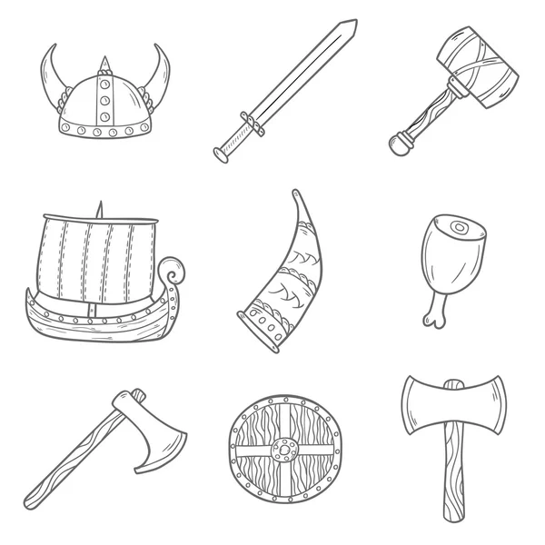 Ícones sobre tema viking — Fotografia de Stock
