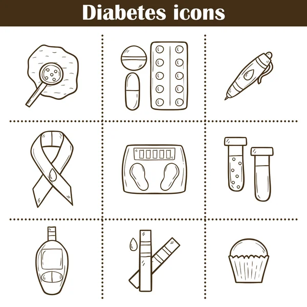Diabetes hand dras ikoner — Stockfoto