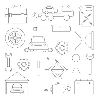 Vektör araba tamir nesneleri