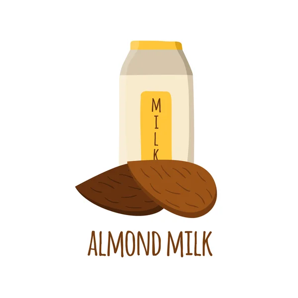 Ilustrasi vektor dengan susu almond - Stok Vektor