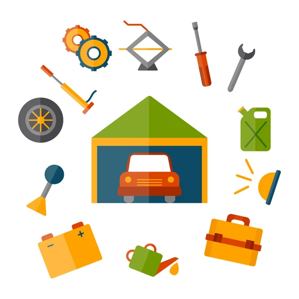 Vector car repair cartoon icon — Stock Vector