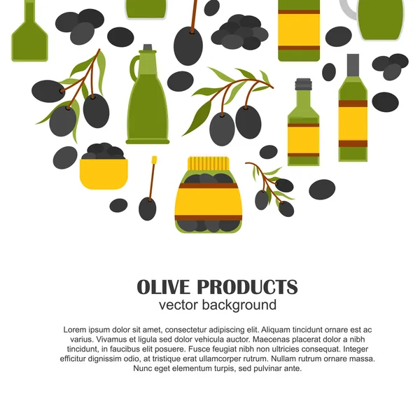 Vektorové kreslené ploché pozadí olivového oleje — Stockový vektor