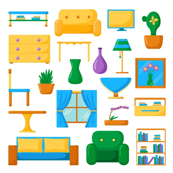 Living room ikoner. Interiör och hus möbler — Stockfoto