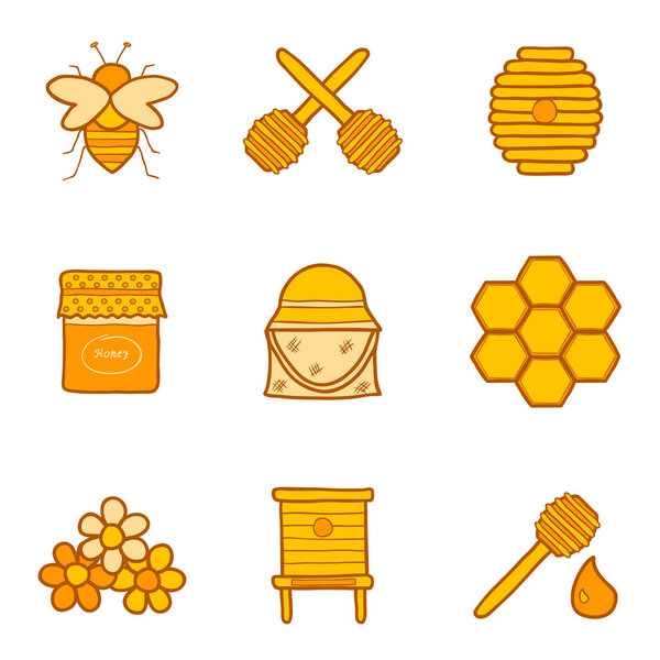 Векторные иконки пчеловодства
