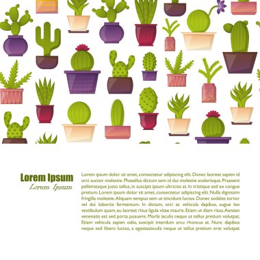 Vektör çizgi film ev bitki kaktüs arka plan