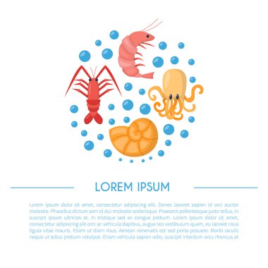 Vektör çizgi film deniz sualtı yaratıklar arka plan