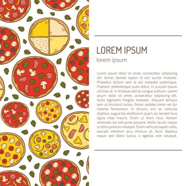 Vektör karikatür el pizza arka plan çizilmiş