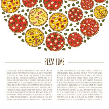 Vektör karikatür el pizza arka plan çizilmiş