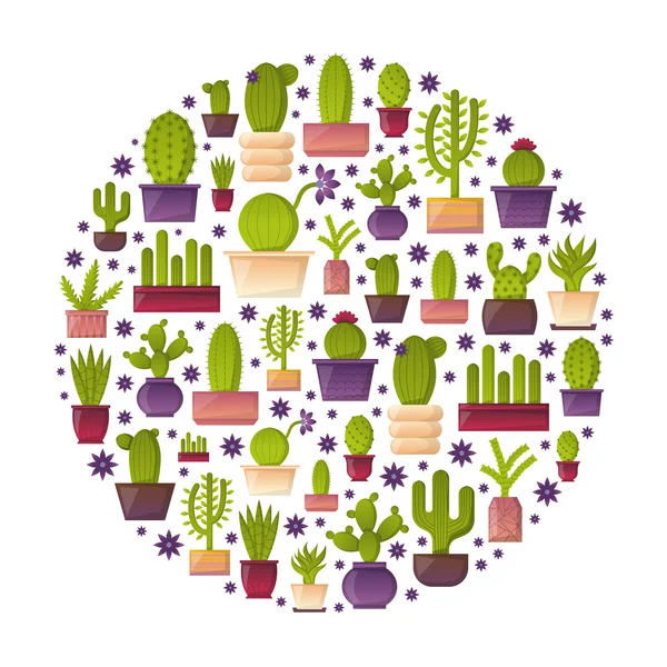 Vector dibujos animados casa planta cactus fondo — Vector de stock