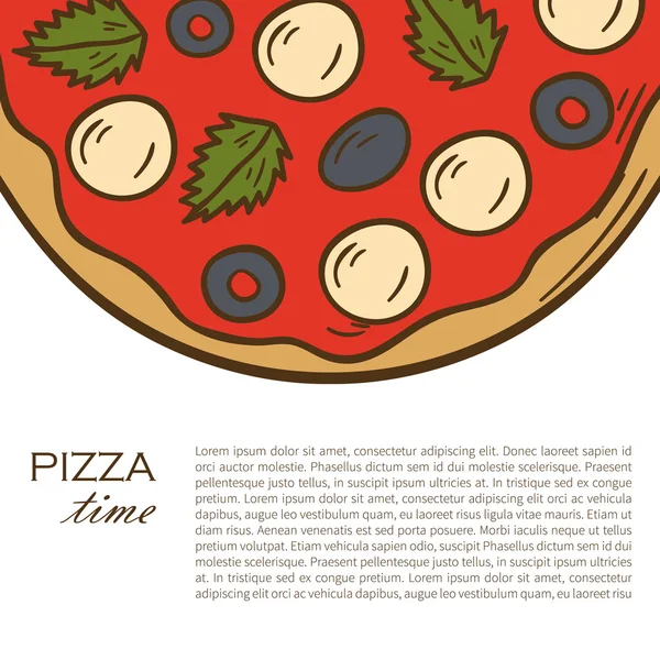 ベクトル漫画手描きピザの背景 — ストックベクタ