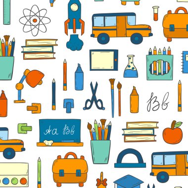 Vektör el geri okul arka plana çekilmiş