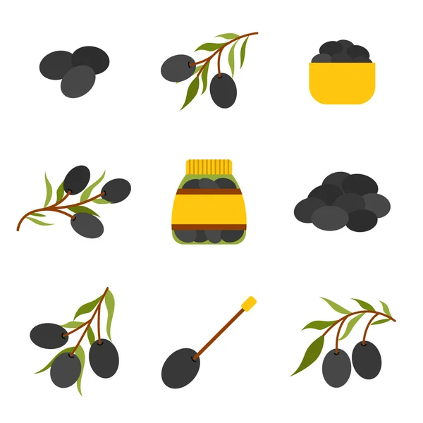 Векторные иконы из плоских оливок — стоковый вектор