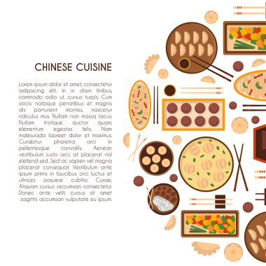 Vektör karikatür Çin Mutfağı gıda arka plan