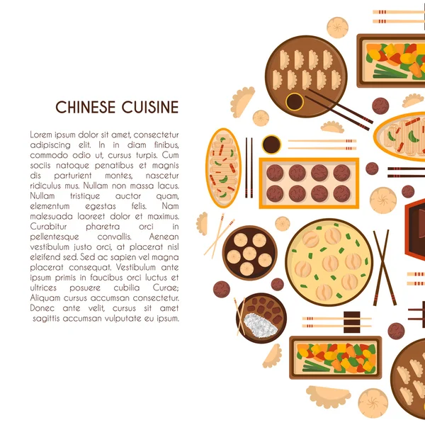 Vector de dibujos animados cocina china de fondo de alimentos — Archivo Imágenes Vectoriales