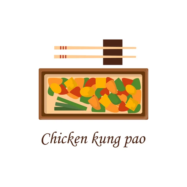 Vetor desenho animado chinês frango kung pao —  Vetores de Stock