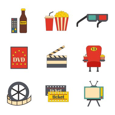 Vektör çizgi film sinema zamanı nesneleri