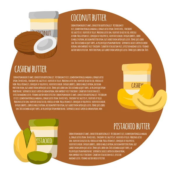 Concepto de dibujos animados Vectot: frascos con mantequilla de nueces — Archivo Imágenes Vectoriales