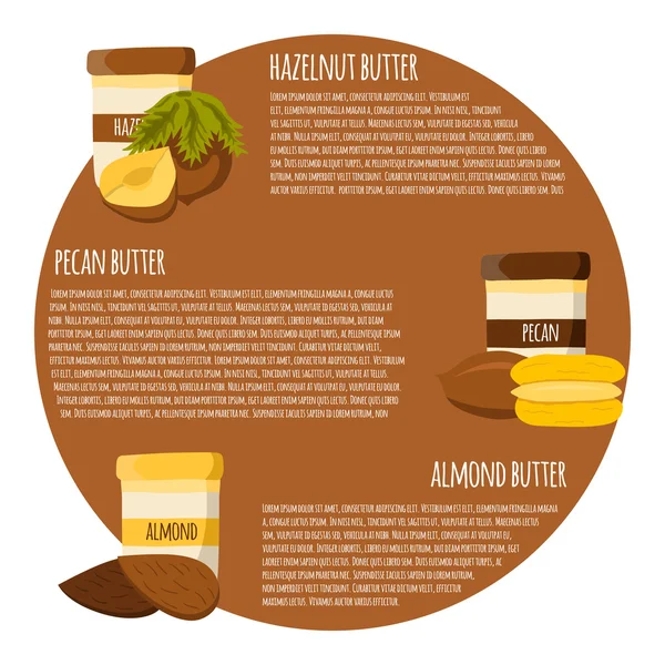 Concepto de dibujos animados Vectot: frascos con mantequilla de nueces — Archivo Imágenes Vectoriales