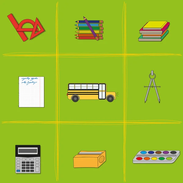Ilustrace s zboží pro školu — Stockový vektor