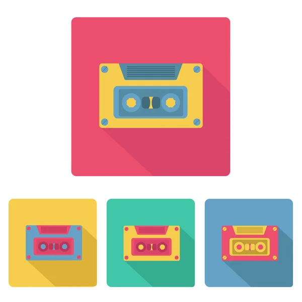 Ensemble de cassettes colorées dans un style plat — Image vectorielle