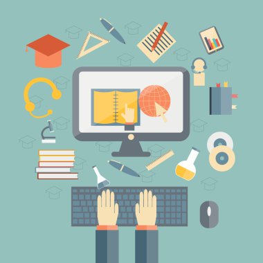 E-öğrenme konulu vektör çizim