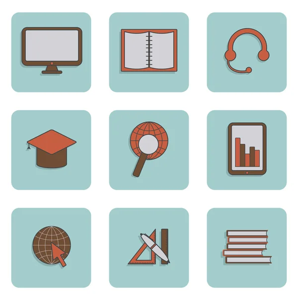 Set of e-learning icons — Stock Vector