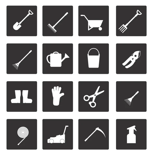 Set of icons on garden tools theme — Stock Vector