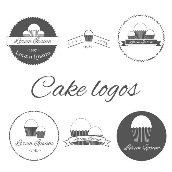 Set of templates with cakes for logos — Stock Vector