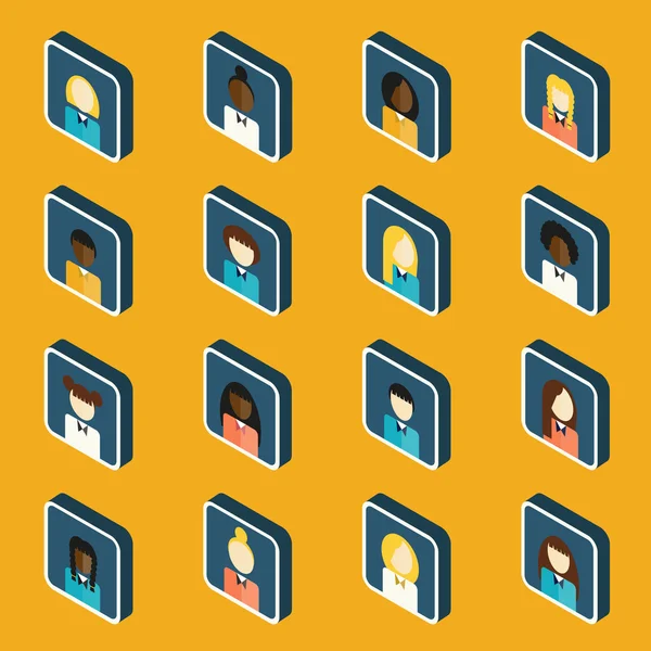 Conjunto de iconos de personas isométricas — Vector de stock