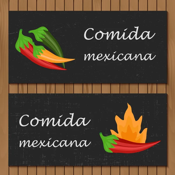 Plantilla para menú o folleto con comida mexicana de dibujos animados — Vector de stock