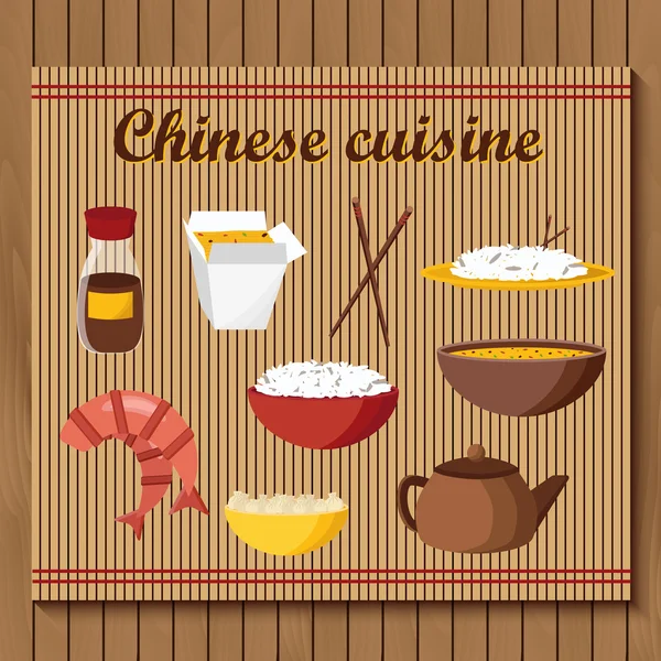 Set objecten op chinese keuken thema — Stockvector