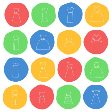 Elle çizilmiş gelin elbiseleri kümesi