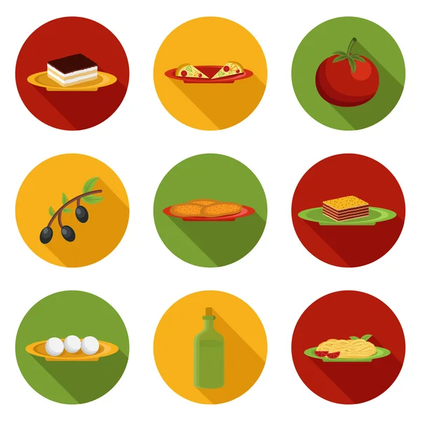 Set ikon kartun pada tema makanan Italia - Stok Vektor
