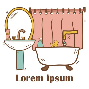 Çizilmiş banyo illüstrasyon el