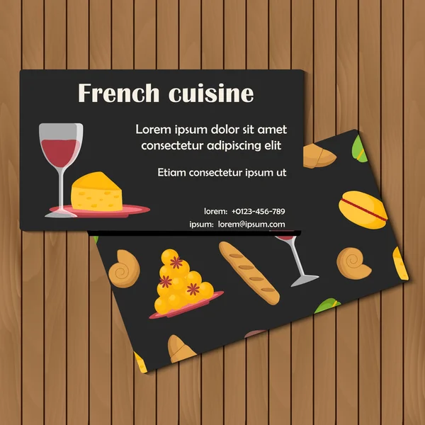 Sjabloon voor kaart of een boekje oplossen met cartoon Frans voedsel — Stockvector