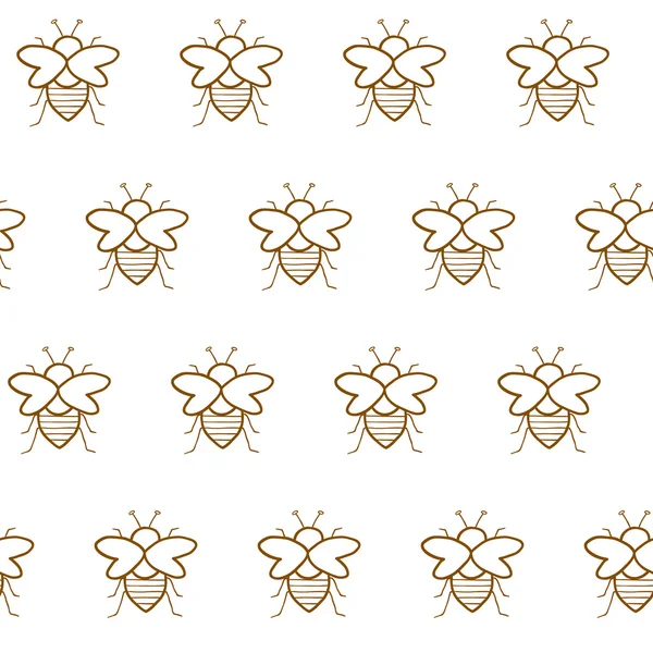 Fundo desenhado à mão sem costura com abelhas — Vetor de Stock
