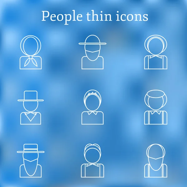 Conjunto de iconos de personas delgadas — Vector de stock