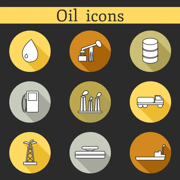 Set of flat oil icons — Stock Vector