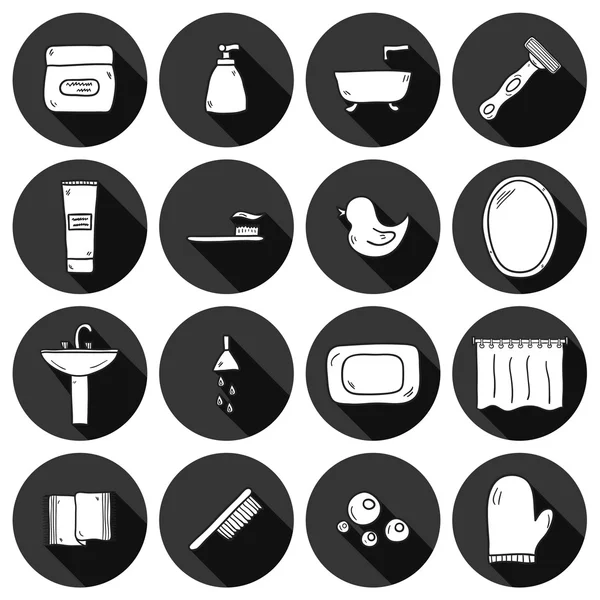 Set of hand drawn bathroom icons — Stock Vector