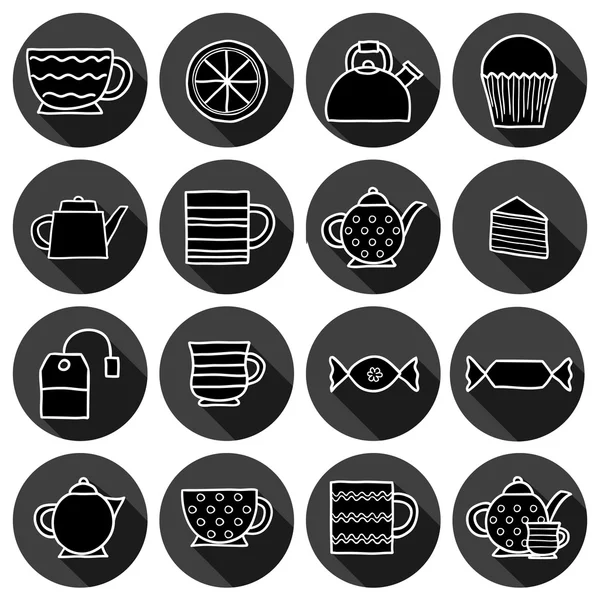 Set of hand drawn teatime icons — Stock Vector